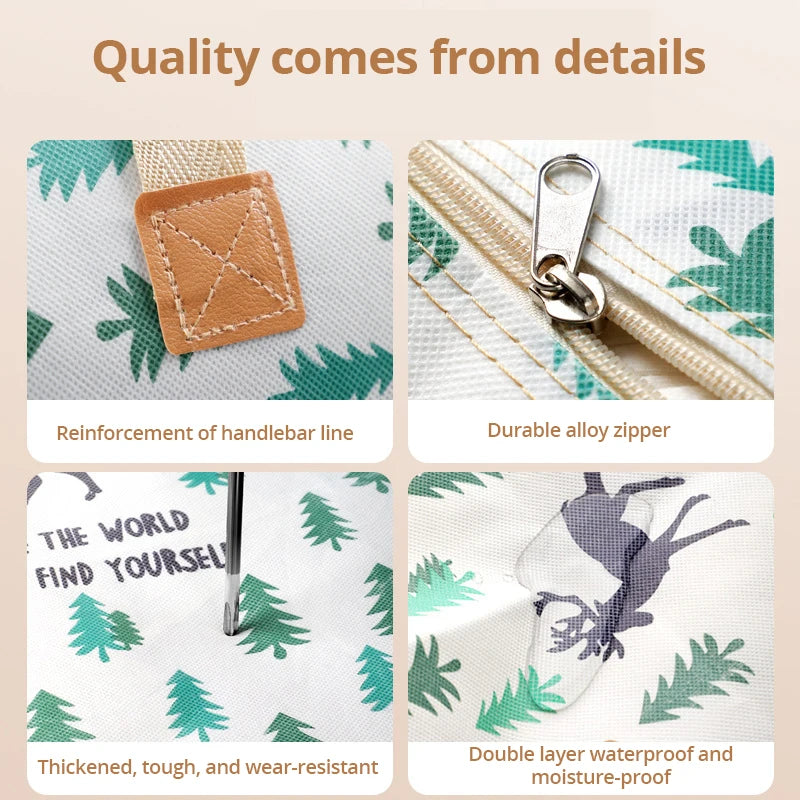 Large Capacity Clothes Storage Bag Organizer - Foldable with Reinforced Handle & Zipper for Blankets Bedding