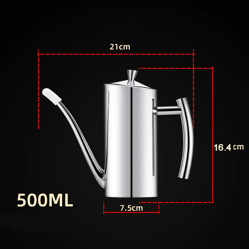 304 Stainless Steel Oil Pot Kitchen Oil Tank Sauce Vinegar Drip-Proof Dust-Proof Oil Storage Container To Store Kitchen Tools