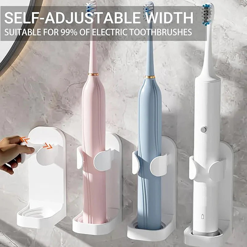 Electronic Toothbrush Holder Wall Mounted - Adhesive Space Saving Organizer Keep Dry
