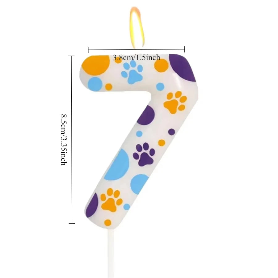 Birthday Candles Birthday Cake Topper Decorations Blue Dog Paw Themed Print Birthday Party Supplies