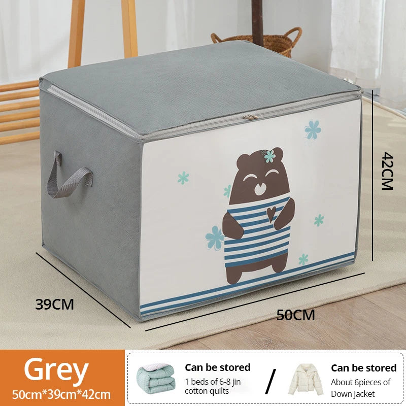 Large Capacity Clothes Storage Bag Organizer - Foldable with Reinforced Handle & Zipper for Blankets Bedding