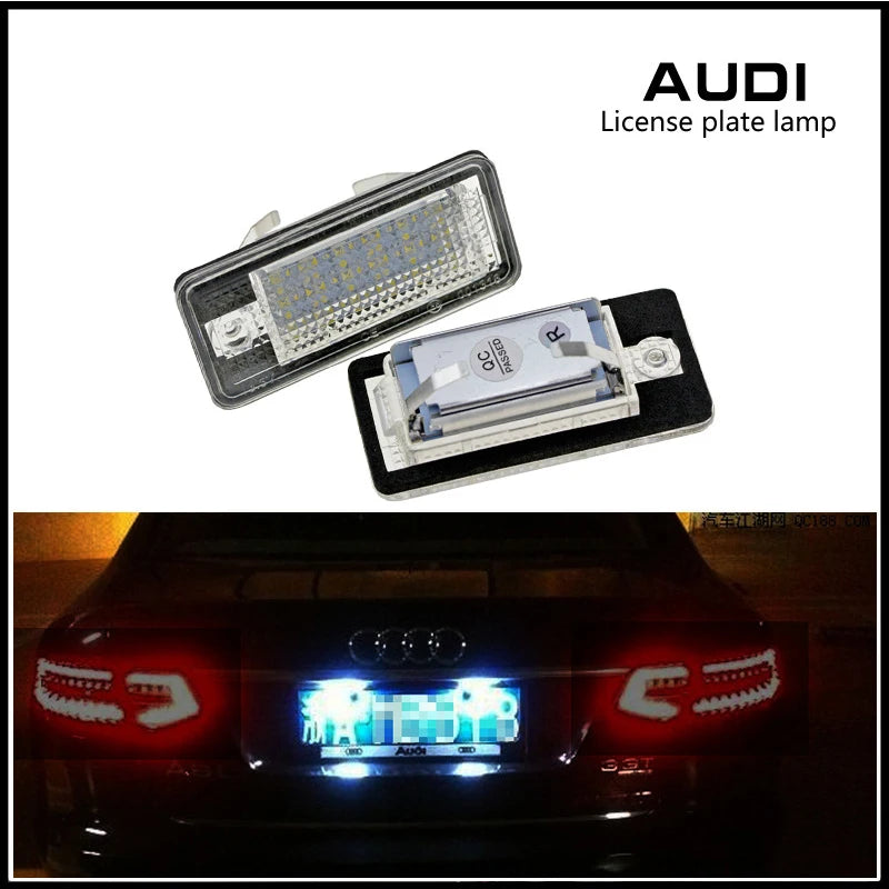 6000K White Error Free LED License Number Plate Light Lamps For Audi A4 B6 B7 Q7 4L A3 8P A6 C6 A5 8F A8 D3 D4 S3 S4 RS4 6 Bulb