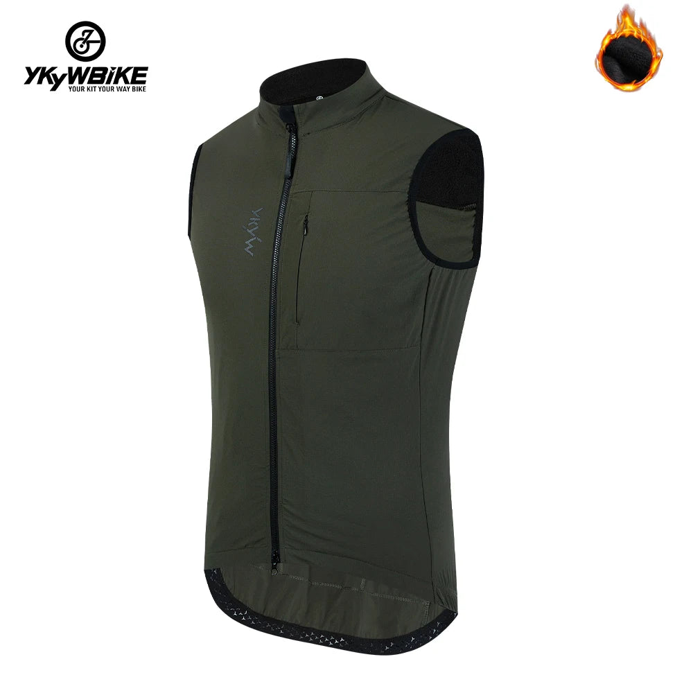 YKYW Waterproof Thermal Vest Men Women Winter Sleeveless Waistcoat Black Gray Olive Cycling Vest Bike Clothing Bicycle Mtb Coat