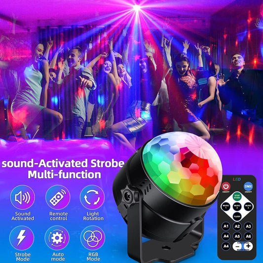 1-2Pcs Aalternating Flashing EU Disco Ball Stage Light with Remote Control for Home Room Parties Wedding Bar Birthday Mini Lamps