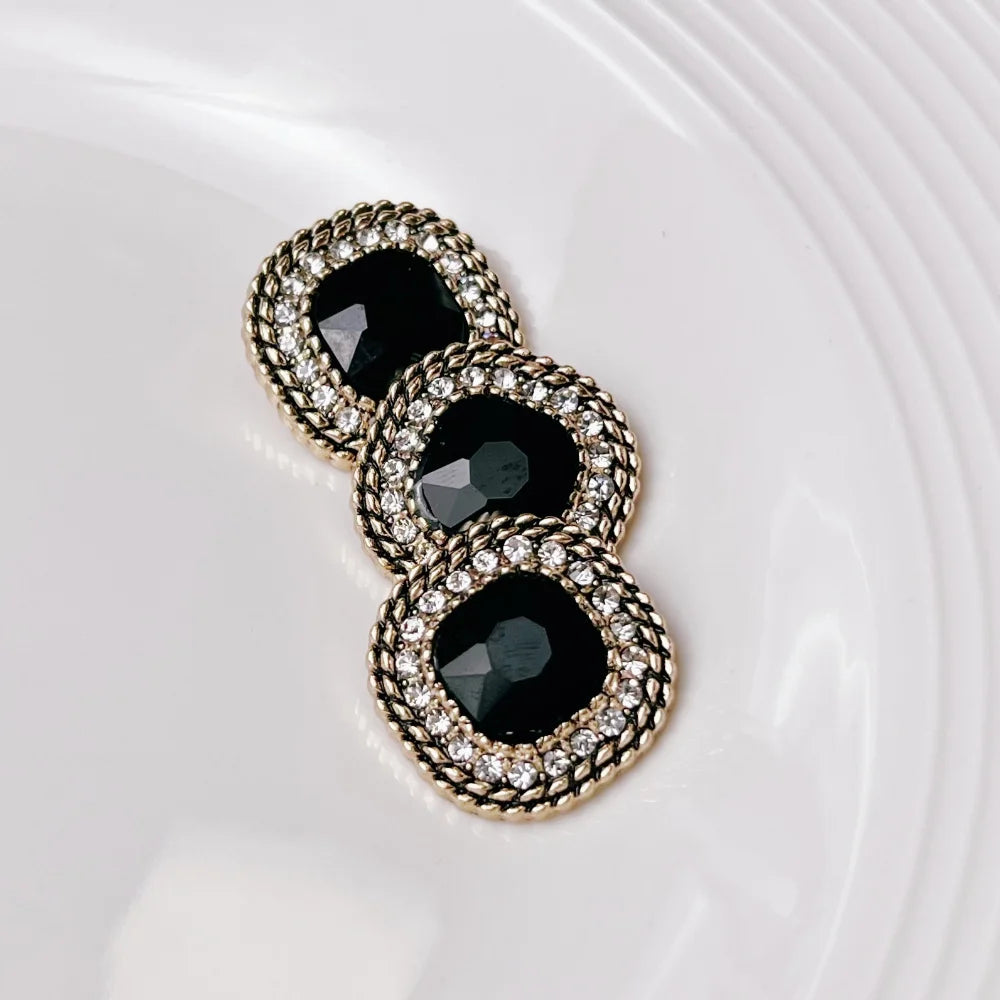 5 Pieces Retro High -end Diamond Buckle Square Metal Buttons Fashion Ladies Coat Sweater Decoration Handmade Sewing Buttons