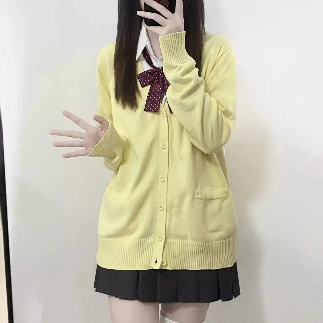 Mikasa pink cardigan sweater with the same style， Anime character COS knitted sweater, original JK uniform sweater jacket