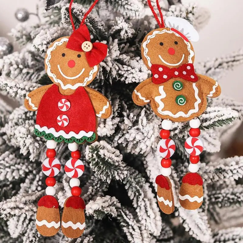 Gingerbread Man Christmas Tree Decoration - Cute Long Legs Holiday Ornament Indoor Decor