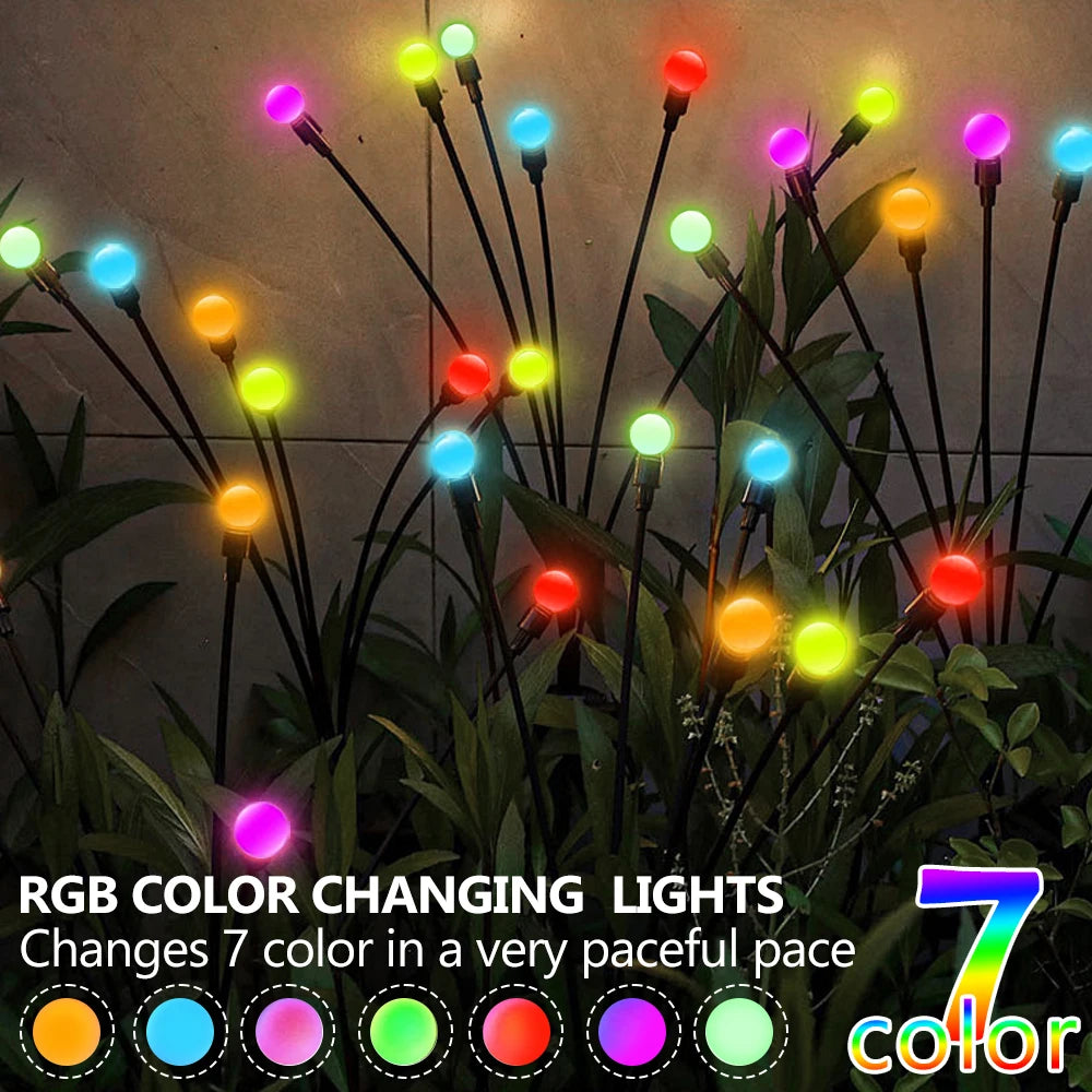 Firefly Garden Solar Lights 8LED 10LED 40LED Outdoor Waterproof RGB Warm White Swaying Decorative Lamps for Yard Patio Landscape
