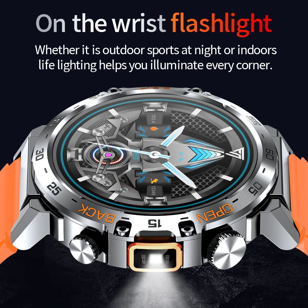 LIGE 2025 Smart Watch Men 360*360 AMOLED HD Screen Waterproof Sport Fitness Watches Flashlight New Men Smartwatch For Andrio IOS