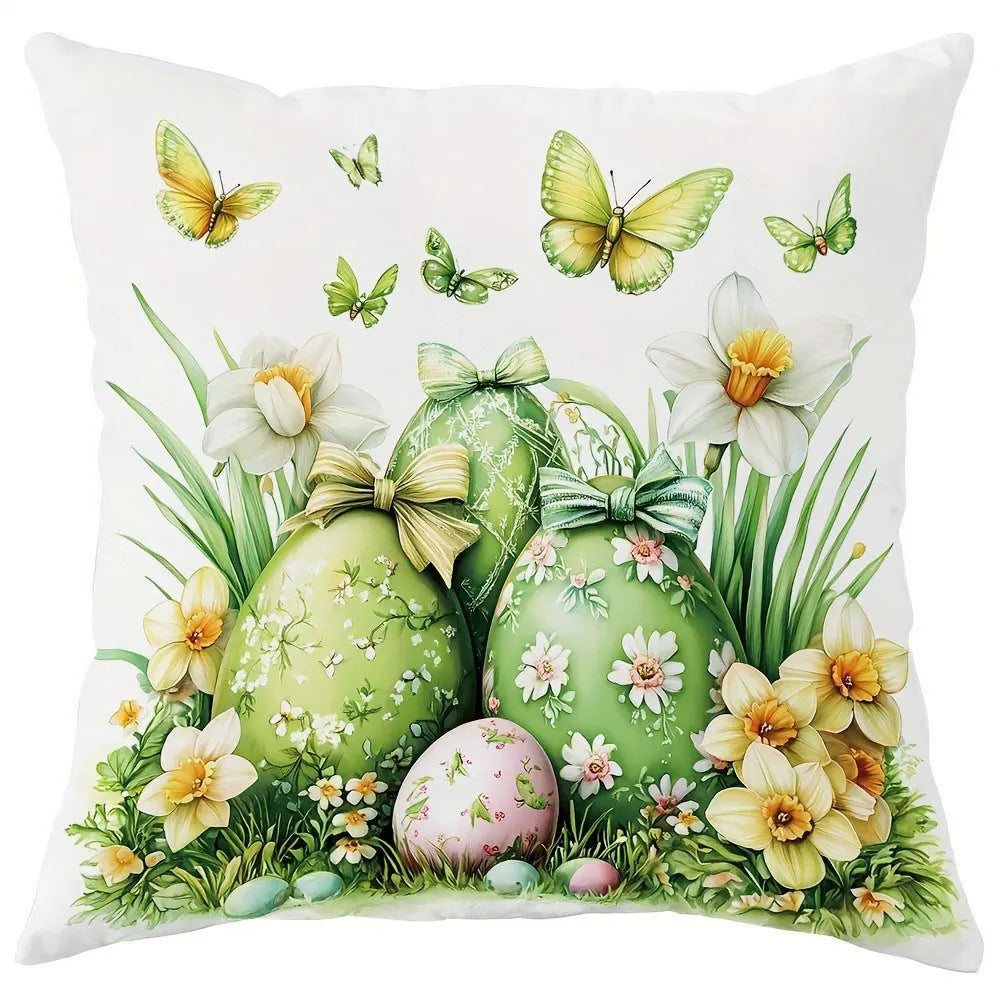 Easter Pattern Home Decor Pillow Cover Bedroom Living Room Sofa Decoration Polyester Cushion Cover with Zipper