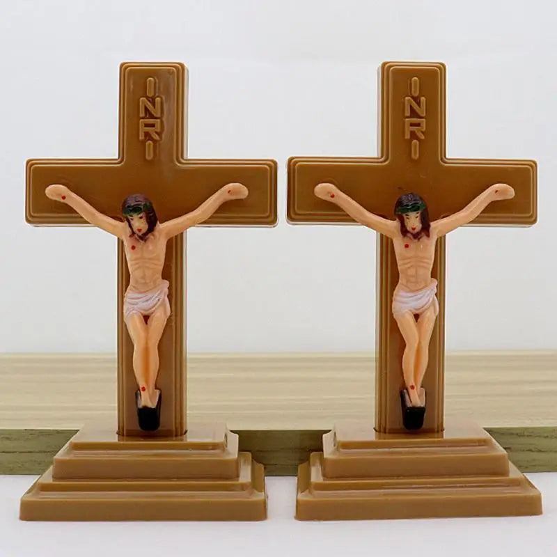 Luminous Church Crucifix Figurine - Glow in Dark Jesus Christ Stand Cross Wall Decoration