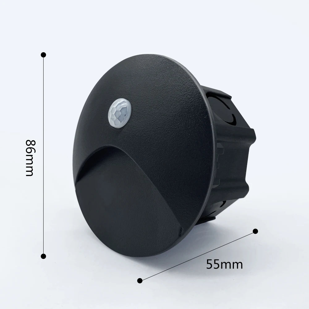 SANDIY Outdoor Lighting LED Sensor Embedded Wall Lamps Waterproof Outside Night Light Footlight+60mm Box for Stair&Step Garden