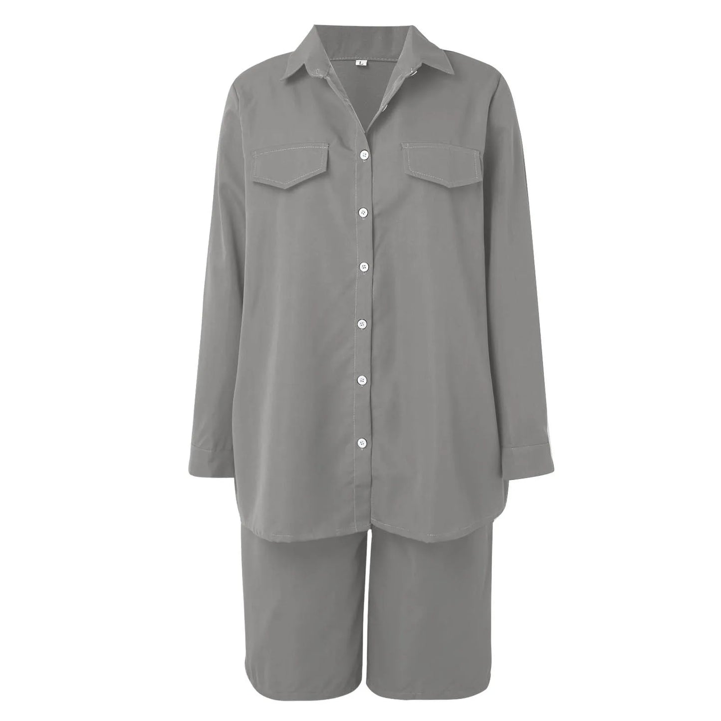 Elegant 2-Piece Sets For Women Womens Cardigan Shirt Top Summer Solid Color Casual Shorts Two Piece New In Matching Sets