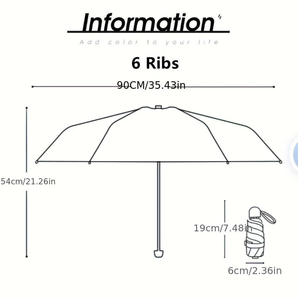 six-rib capsule umbrella, pocket umbrella